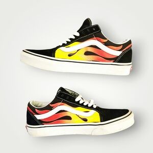 Vans Flame Sneakers - Black, Red, Yellow. W Size 9 M Size 7 1/2